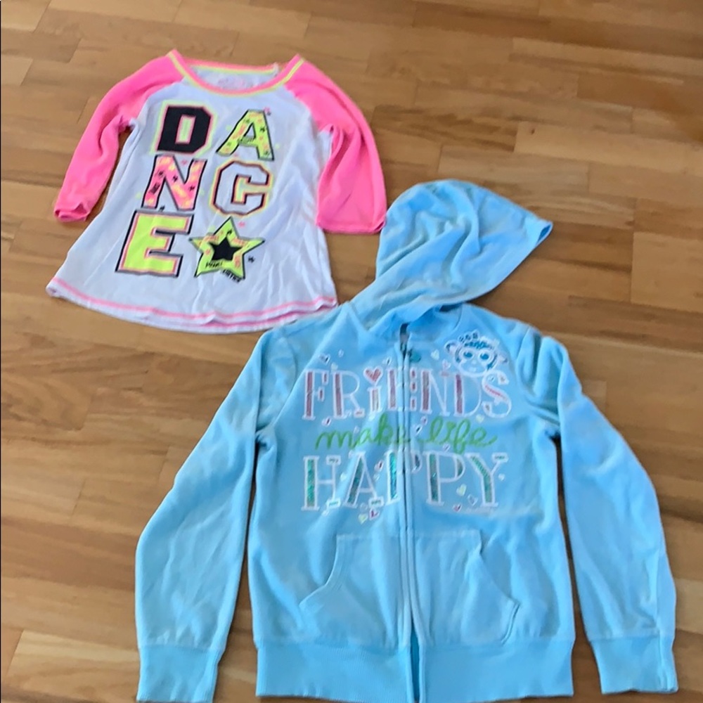 Justice sweat shirt and 3/4 length t-shirt Girl 10